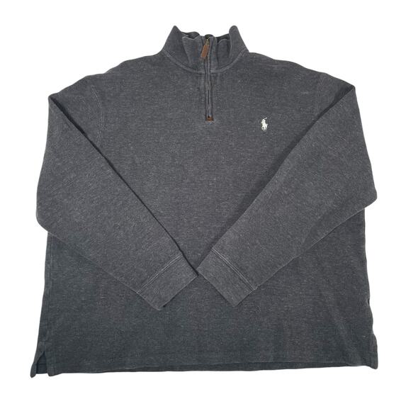 Polo Ralph Lauren Mens XL Quarter Zip Sweater Mock Neck Pullover Gray White - Picture 1 of 6